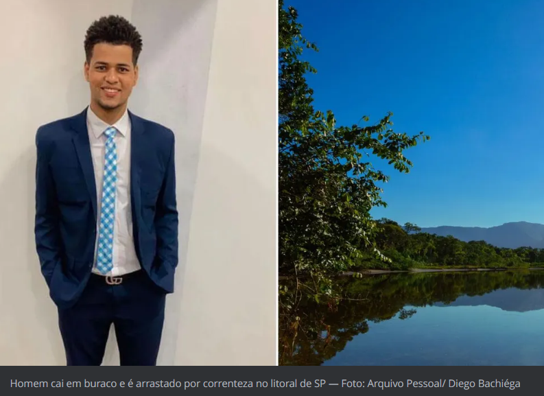 ​Homem desaparece após entrar em rio com o sogro e ser arrastado por correnteza em Bertioga.