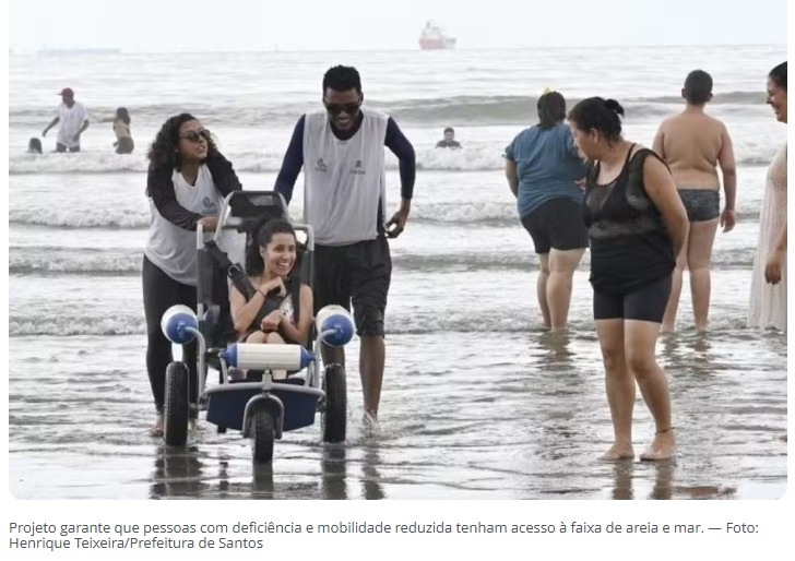 ​Lei estabelece acessibilidade permanente nas praias de Santos