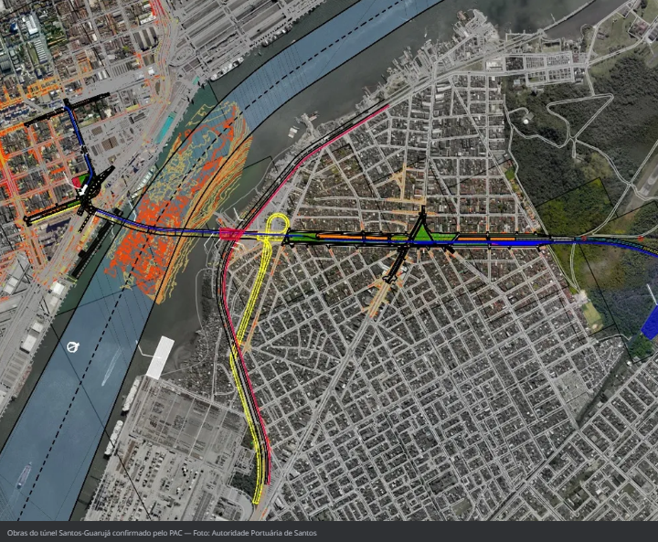 ​Governo federal inclui túnel Santos-Guarujá no PAC