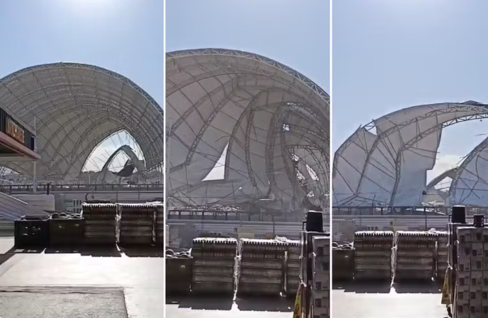 Milhões ao vento: Cobertura da Arena Bertioga vai ao chão após rajadas intensas no litoral