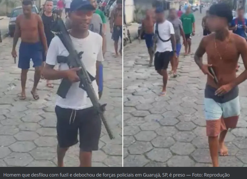 Em Guarujá, Polícia Militar prende criminoso que desfilou com fuzil e debochou das forças de segurança