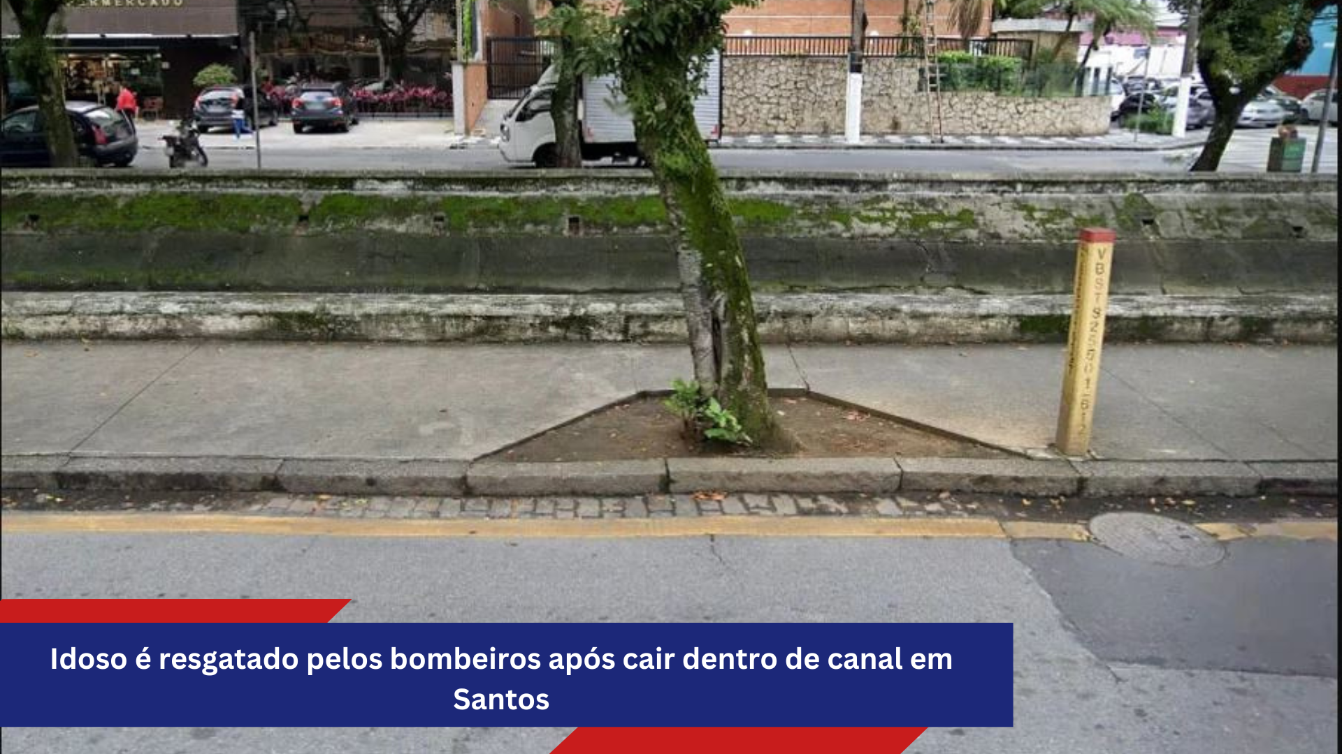 Idoso é resgatado pelos bombeiros após cair dentro de canal em Santos